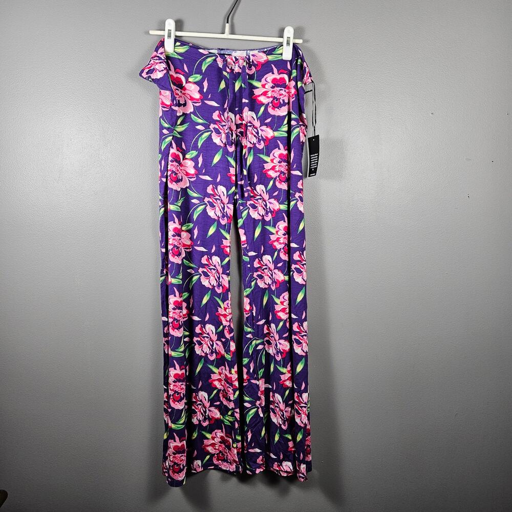 NWT Revolve Michael‎ Lauren Barto Purple Floral Wide Leg Pant Womens Size Small